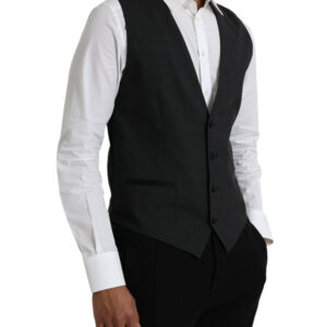 Dolce & Gabbana Black Cotton Waistcoat Dress Formal Vest