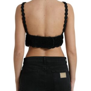 Dolce & Gabbana Elegant Black Crochet Corset Top