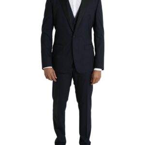 Dolce & Gabbana Dark Blue MARTINI Wool Formal 3 Piece Suit