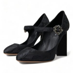 Dolce & Gabbana Chic Black Brocade Mary Janes Pumps