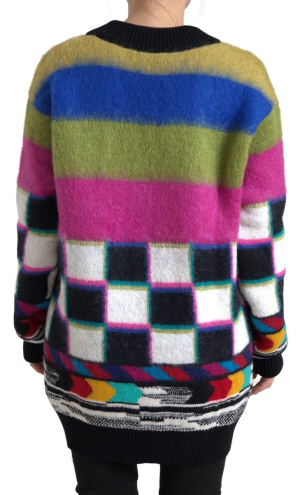 Dolce & Gabbana Multicolor V-Neck Luxury Pullover Sweater - Image 3