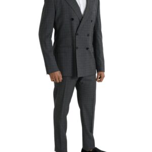 Dolce & Gabbana Gray Plaid Wool MARTINI Formal 2 Piece Suit