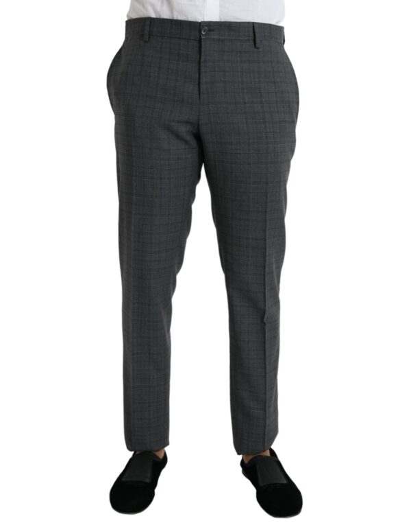 Dolce & Gabbana Gray Plaid Wool MARTINI Formal 2 Piece Suit - Image 6