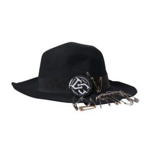 Dolce & Gabbana Black Embellished Fedora Wide Brim Hat Men