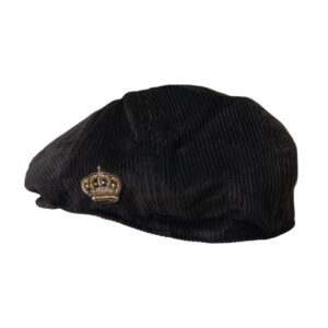 Dolce & Gabbana Black Corduroy Crown Newsboy Hat Men