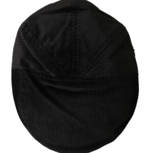 Dolce & Gabbana Black Corduroy Crown Newsboy Hat Men