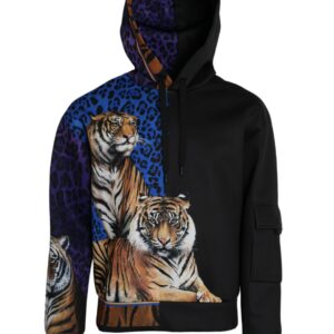 Dolce & Gabbana Multicolor Tiger Hooded Sweatshirt Sweater