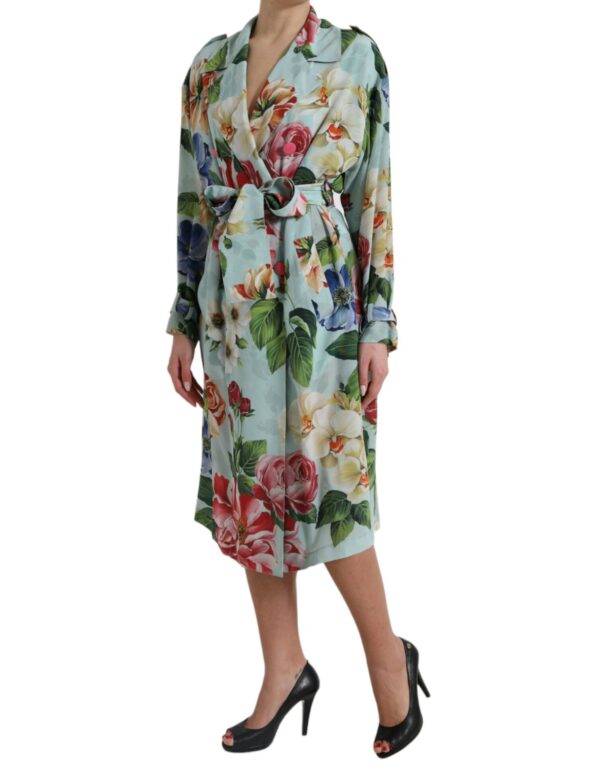 Dolce & Gabbana Elegant Floral Silk Trench Jacket - Image 2