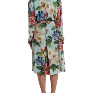 Dolce & Gabbana Elegant Floral Silk Trench Jacket