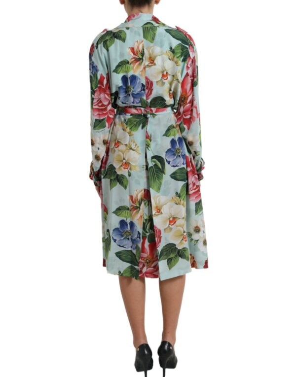 Dolce & Gabbana Elegant Floral Silk Trench Jacket - Image 3