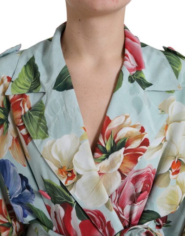 Dolce & Gabbana Elegant Floral Silk Trench Jacket - Image 4