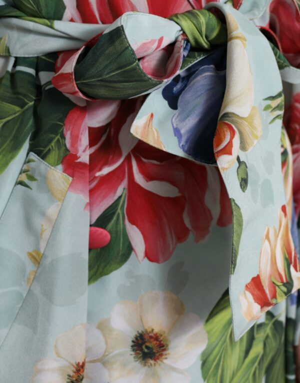 Dolce & Gabbana Elegant Floral Silk Trench Jacket - Image 6