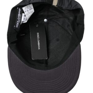 Dolce & Gabbana Black Silk Cotton Logo Baseball Hat Men