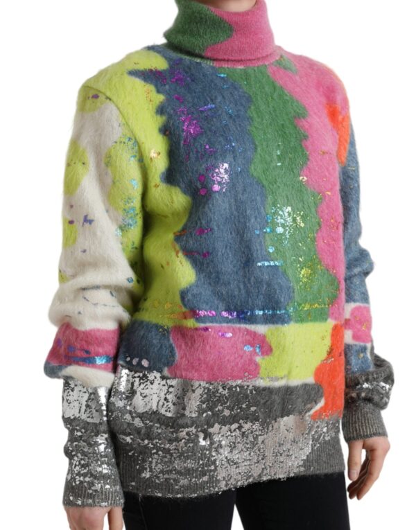 Dolce & Gabbana Multicolor Mohair Stripe Turtleneck Sweater - Image 2