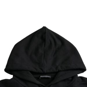 Balenciaga Black Cotton CREW Hooded Pullover Sweatshirt Sweater