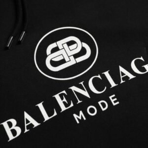 Balenciaga Black Cotton Logo Hooded Pullover Sweatshirt Sweater