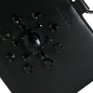 Dolce & Gabbana Elegant Crystal-Embellished Leather Card Holder