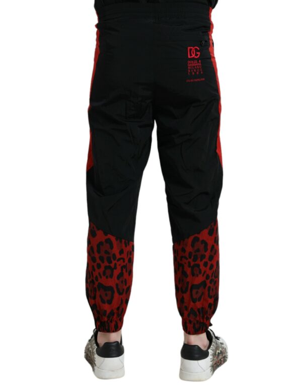 Dolce & Gabbana Black Red Leopard Print Nylon Jogger Pants - Image 2