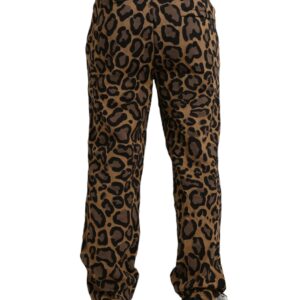 Dolce & Gabbana Brown Leopard Print Polyester Jogger Pants