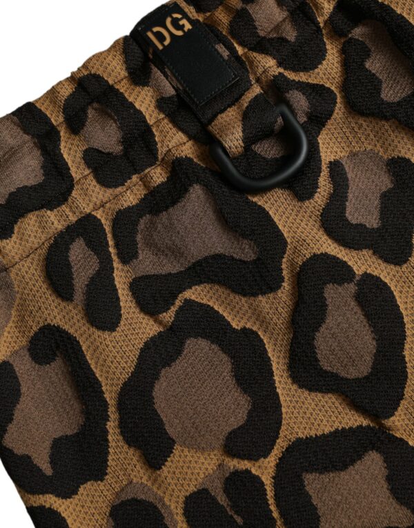 Dolce & Gabbana Brown Leopard Print Polyester Jogger Pants - Image 6