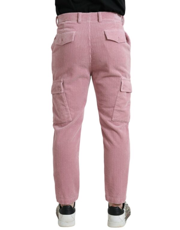 Dolce & Gabbana Pink Corduroy Cotton Stretch Skinny Cargo Jeans - Image 2