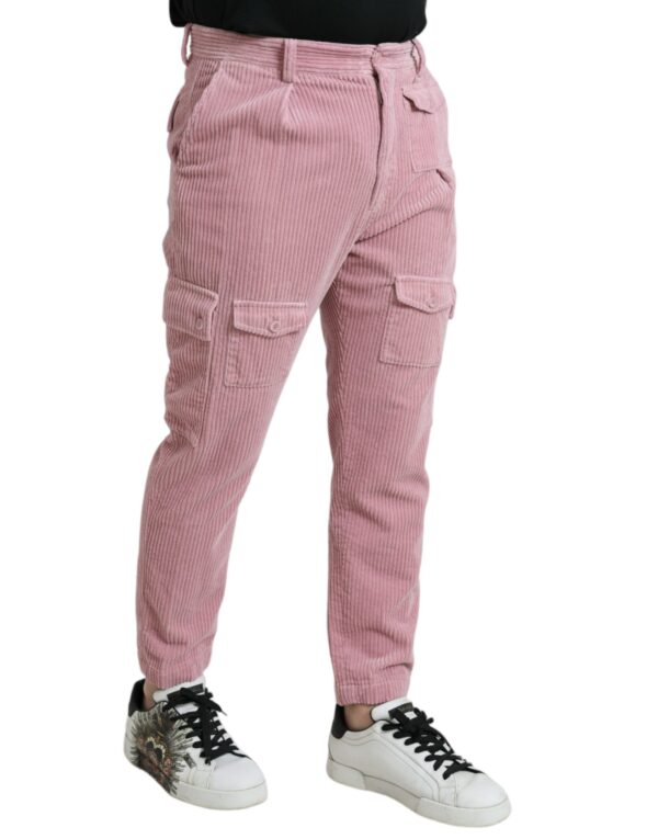 Dolce & Gabbana Pink Corduroy Cotton Stretch Skinny Cargo Jeans - Image 3