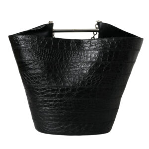 Balenciaga Elegant Black Crocodile Leather Maxi Bucket Bag