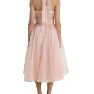 Dolce & Gabbana Elegant Silk Chiffon Halter Midi Dress