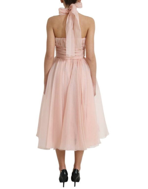 Dolce & Gabbana Elegant Silk Chiffon Halter Midi Dress - Image 3