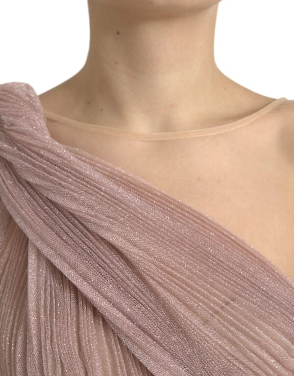 Dolce & Gabbana Lilac One-Shoulder Pleated Designer Dress - Image 4