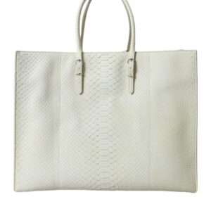 Balenciaga Chic Python Leather Tote in White & Yellow