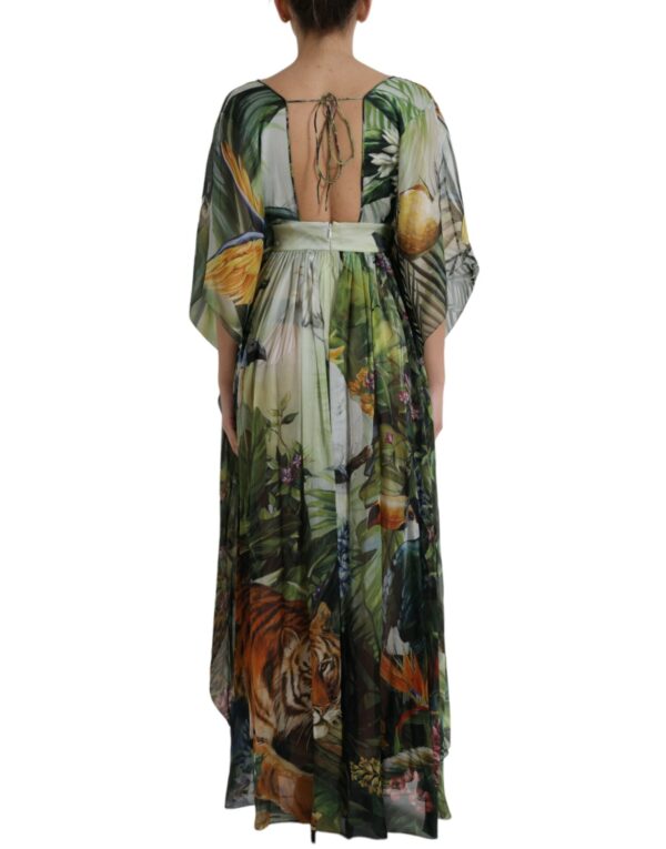 Dolce & Gabbana Elegant Jungle Print Maxi Silk Dress - Image 3