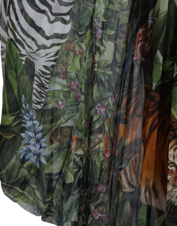 Dolce & Gabbana Elegant Jungle Print Maxi Silk Dress - Image 7