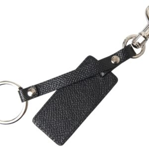 Dolce & Gabbana Elegant Black Leather Keyring Accessory