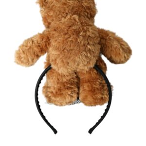 Dolce & Gabbana Brown Teddy Bear Gold Crystal Crown Hair Band Diadem