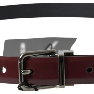 Dolce & Gabbana Elegant Bordeaux Leather Belt with Metal Buckle