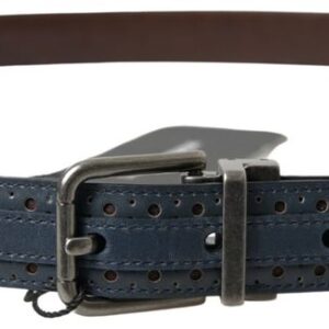 Dolce & Gabbana Elegant Blue Leather Belt with Metal Buckle