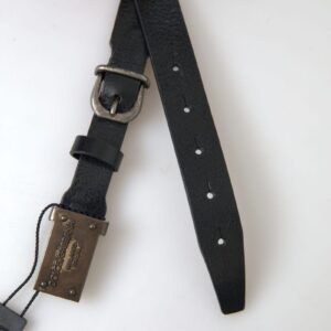 Dolce & Gabbana Elegant Black Leather Belt – Metal Buckle Closure