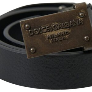 Dolce & Gabbana Elegant Black Leather Belt – Metal Buckle Closure