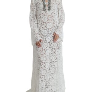 Dolce & Gabbana Elegant White Shift Dress with Crystal Embellishment