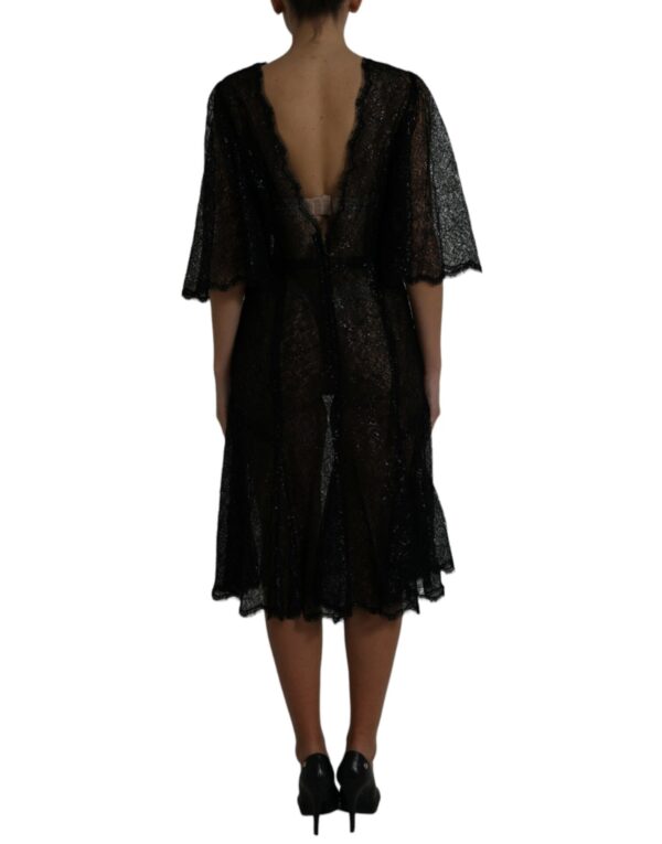 Dolce & Gabbana Elegant Floral Lace Midi Dress - Image 3