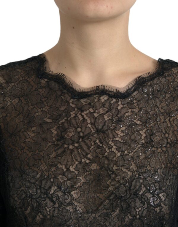 Dolce & Gabbana Elegant Floral Lace Midi Dress - Image 4