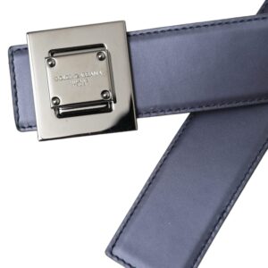 Dolce & Gabbana Blue Leather Square Metal Buckle Belt