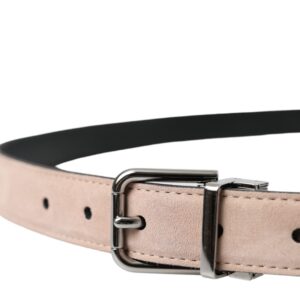 Dolce & Gabbana Beige Suede Leather Silver Buckle Belt Men