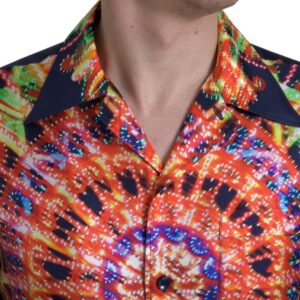 Dolce & Gabbana Multicolor Silk Button-Down Casual Shirt