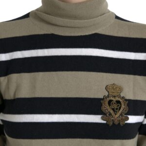 Dolce & Gabbana Elegant Striped Turtleneck Wool Sweater