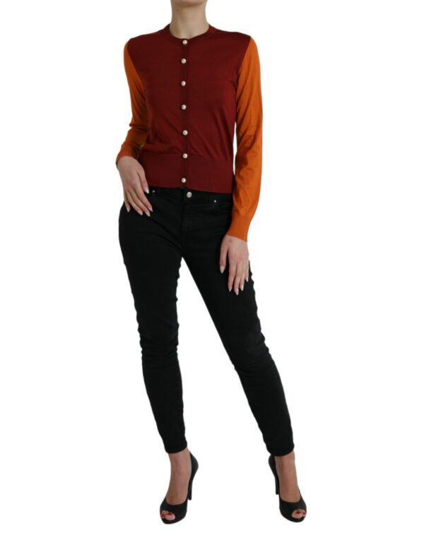 Dolce & Gabbana Elegant Silk Cardigan Sweater in Vibrant Tones - Image 2