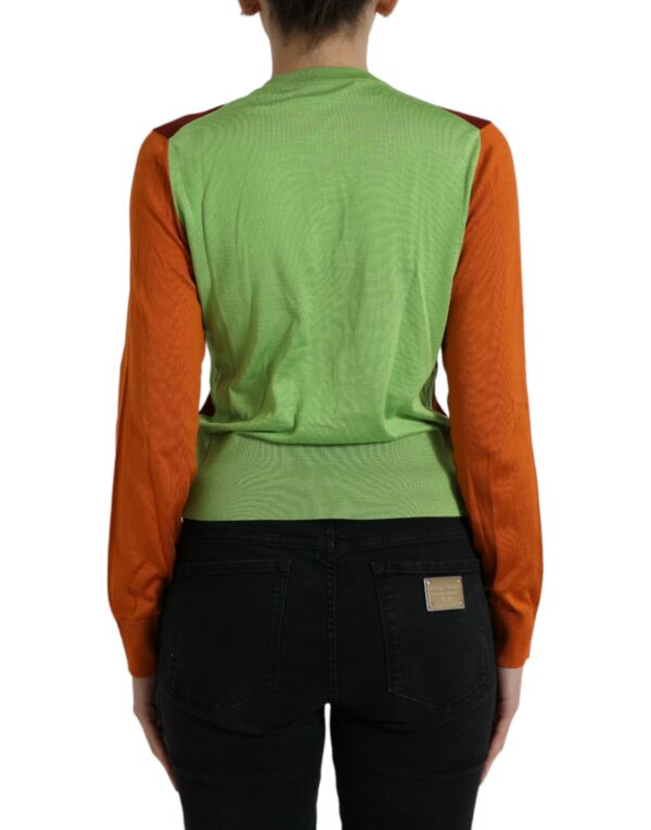 Dolce & Gabbana Elegant Silk Cardigan Sweater in Vibrant Tones - Image 3