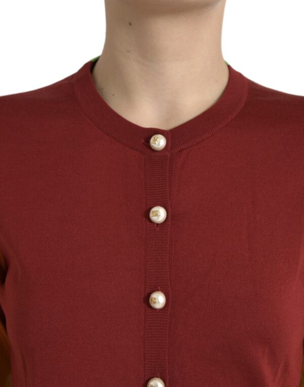 Dolce & Gabbana Elegant Silk Cardigan Sweater in Vibrant Tones - Image 4