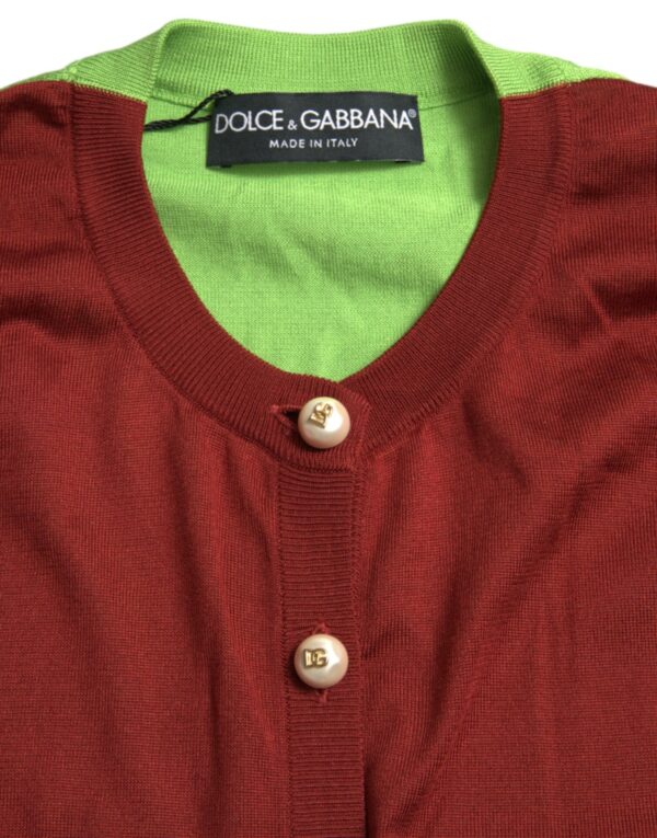 Dolce & Gabbana Elegant Silk Cardigan Sweater in Vibrant Tones - Image 6